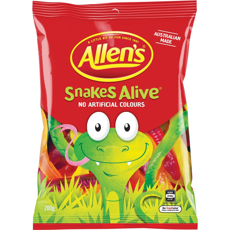 Allen's Snakes Alive 200g - The Online Lolly Shop