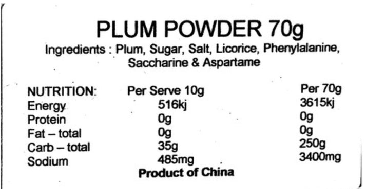 Salty Plum Powder 50g - The Online Lolly Shop