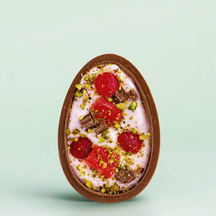 Cloudy Confections Raspberry Rose Pistachio Marshmallow Filled Easter Egg - The Online Lolly Shop