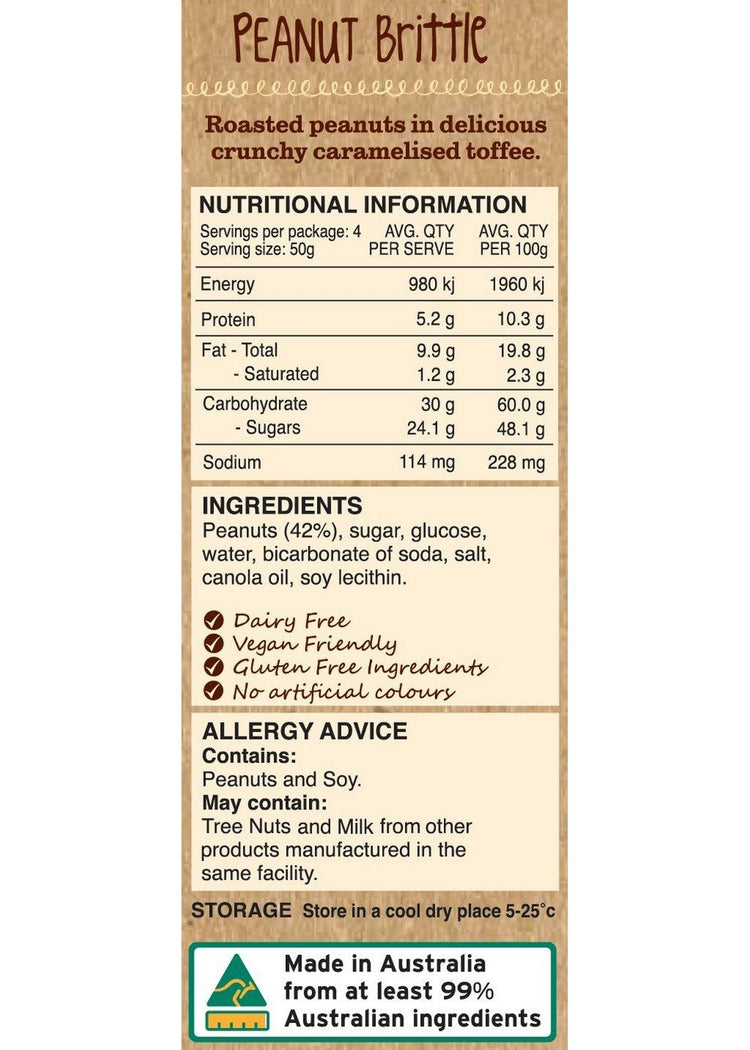 Kellys Candy Co. Peanut Brittle - 85g - The Online Lolly Shop