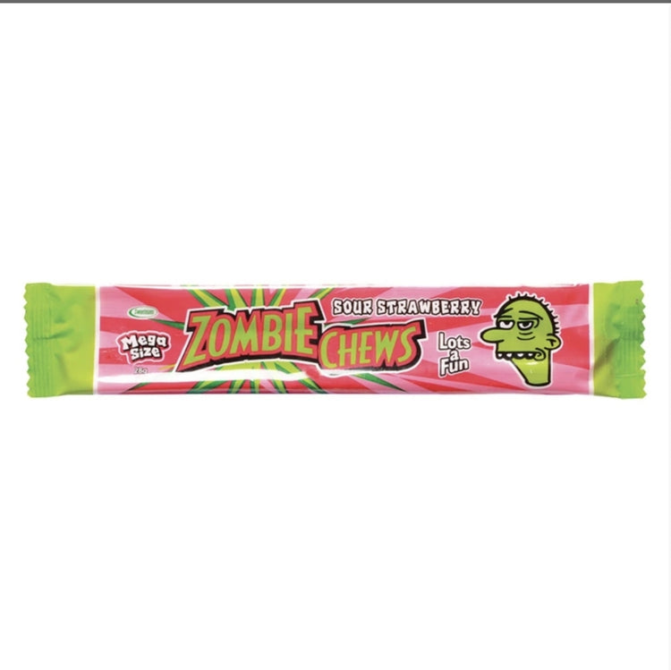 Zombie Chews Mega Size 28g- Sour Strawberry - The Online Lolly Shop