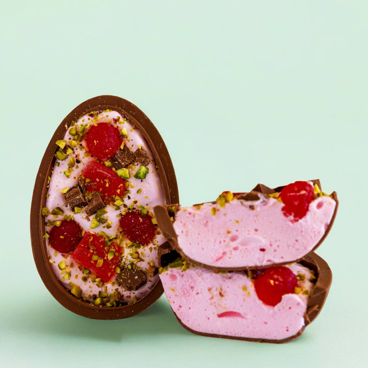 Cloudy Confections Raspberry Rose Pistachio Marshmallow Filled Easter Egg - The Online Lolly Shop