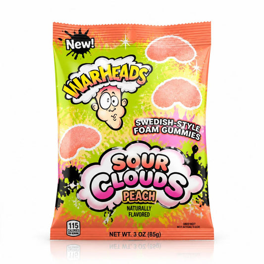 Warheads Sour Clouds Peach Swedish-style Foam Gummies