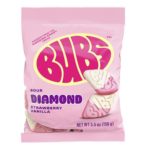 Bubs Sour Diamond Strawberry Vanilla 156g - The Online Lolly Shop