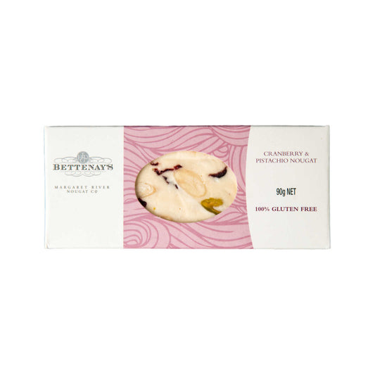 Bettenays Margaret River Nougat Cranberry & Pistachio 90g - The Online Lolly Shop