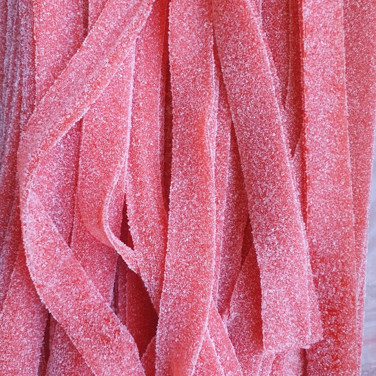 Red Sour Strap Lollies - Approx 14 straps per 100g - The Online Lolly Shop