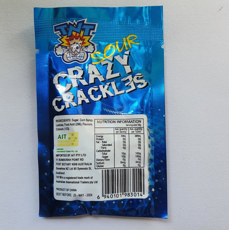 TNT Sour Crazy Crackels - Popping Candy with Lollipop - The Online Lolly Shop