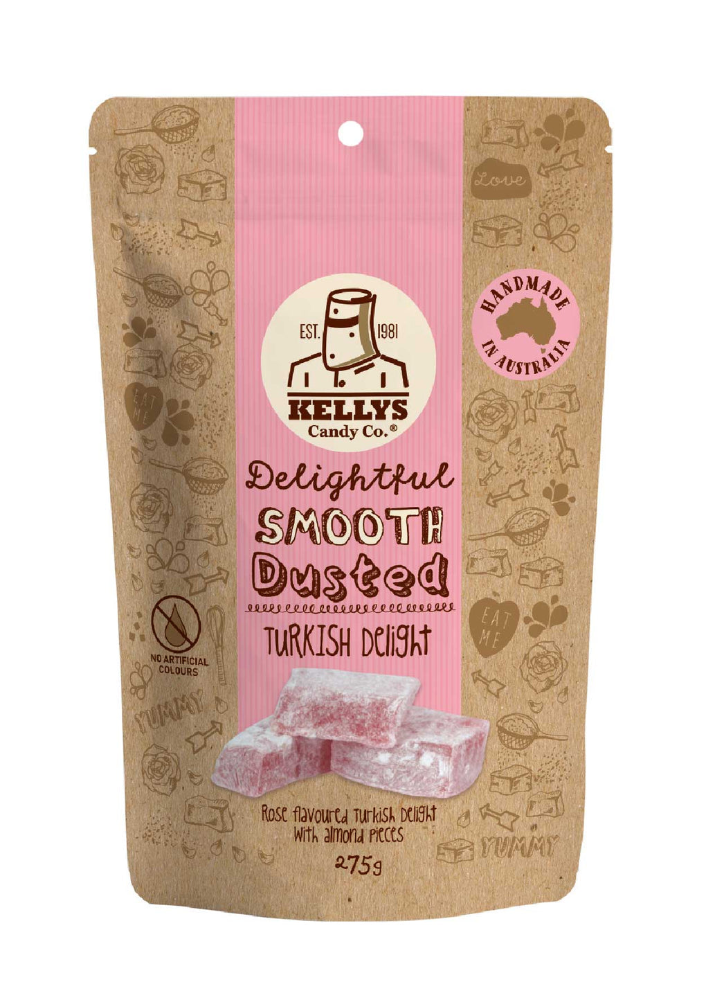 Kellys Candy Co - Turkish Delight - Pouch 275g - The Online Lolly Shop