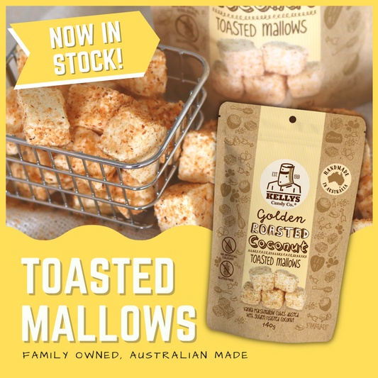 Kellys Candy Co Toasted Mallows - Pouch 140g - The Online Lolly Shop